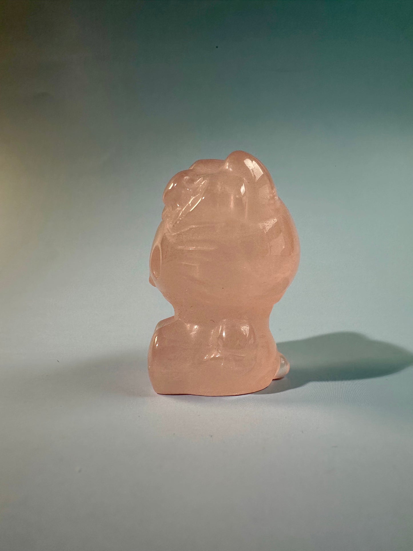 Rose Quartz Kawaii Hey Kitty Cat Quartz Carving