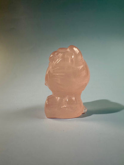 Rose Quartz Kawaii Hey Kitty Cat Quartz Carving