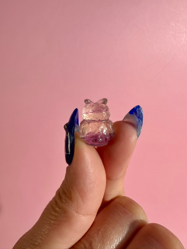 Mini Rainbow Fluorite Owl | Crystal Carving