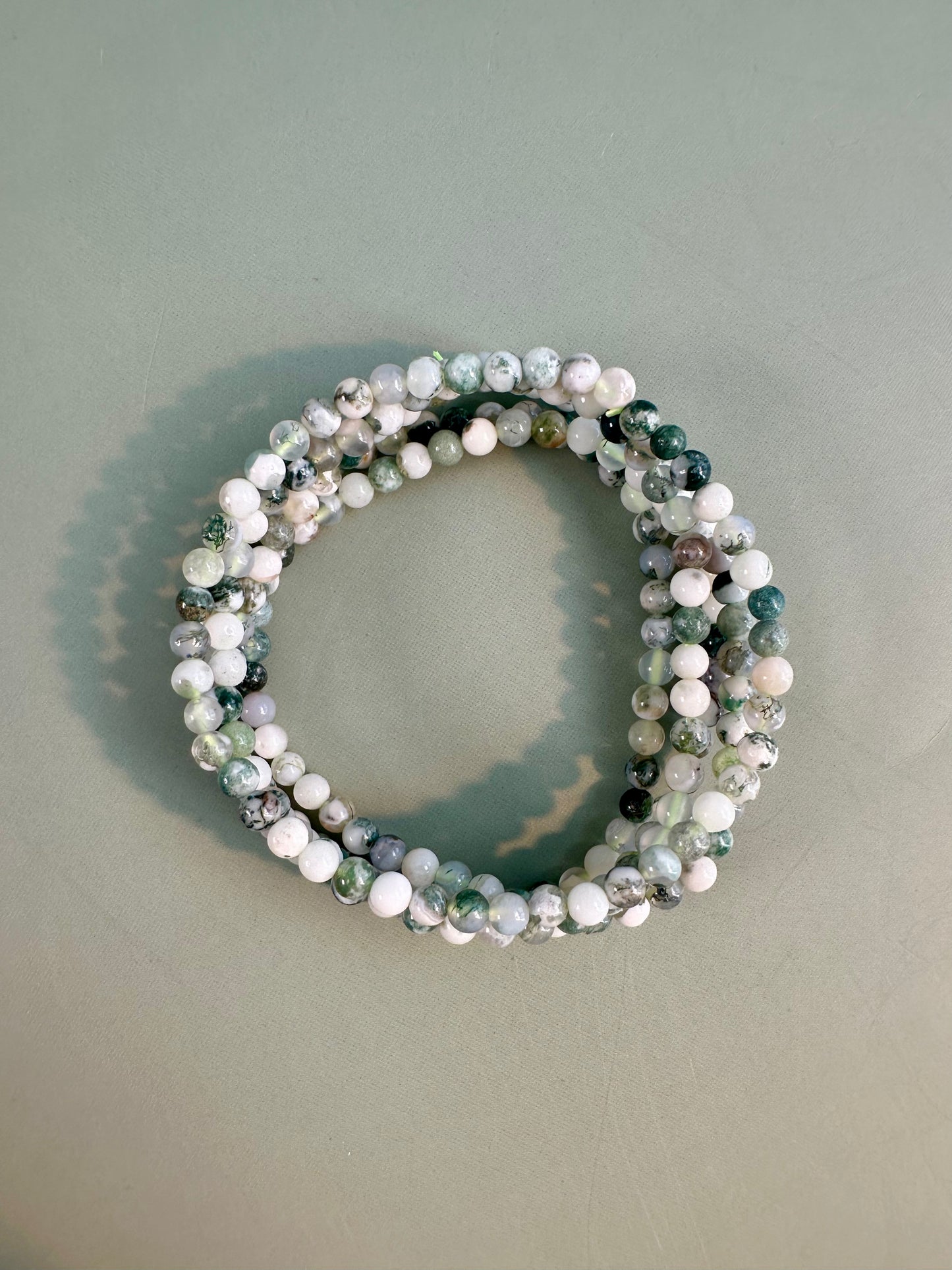 4mm Tree Agate Beaded Bracelet
