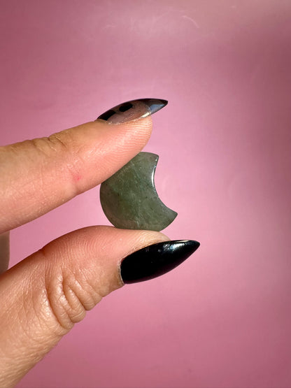 Mini Green Strawberry Quartz Crescent Moon