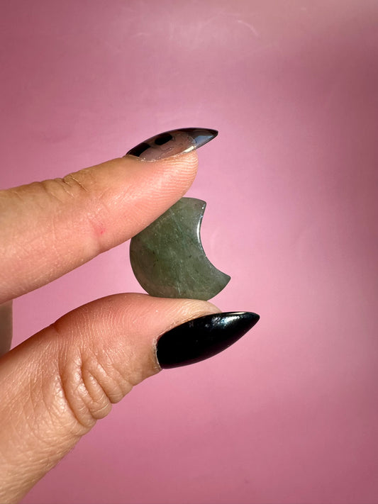 Mini Green Strawberry Quartz Crescent Moon