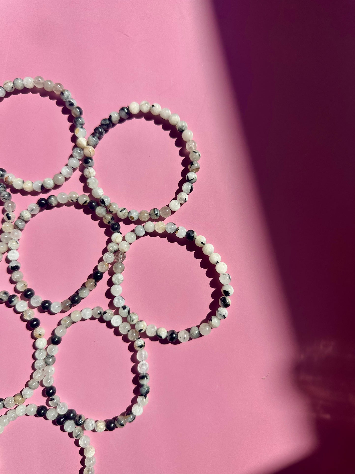 6mm Tourmaline in Quartz Beaded Bracelet