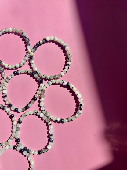6mm Tourmaline in Quartz Beaded Bracelet