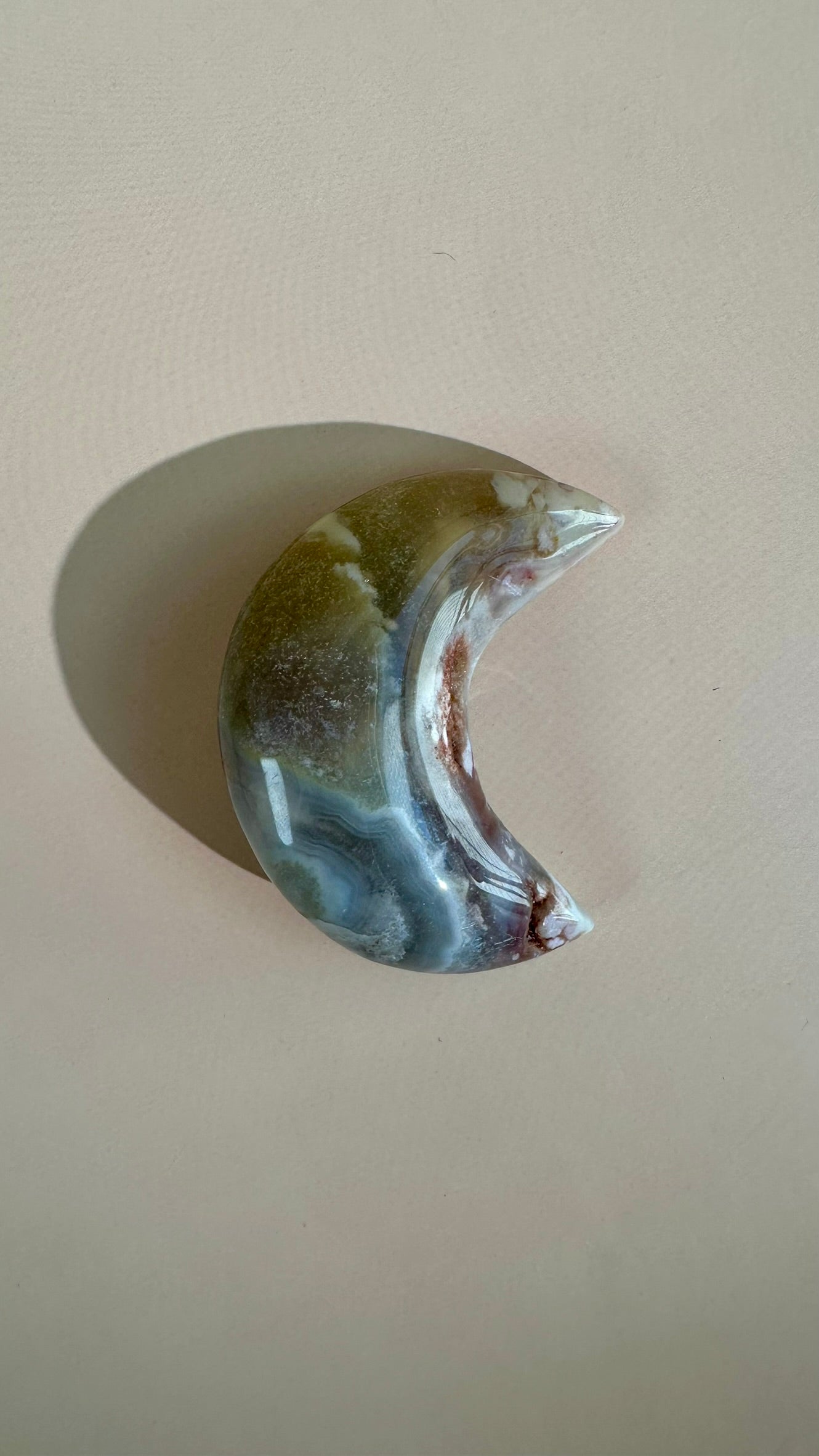 Flower Agate Crescent Moon – Option C