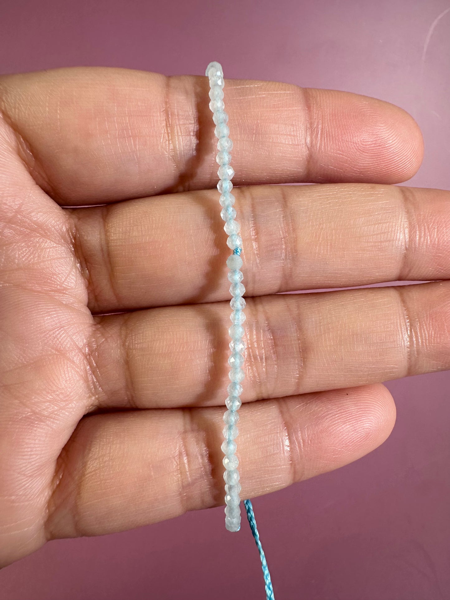 2mm Aquamarine Adjustable Beaded Bracelet