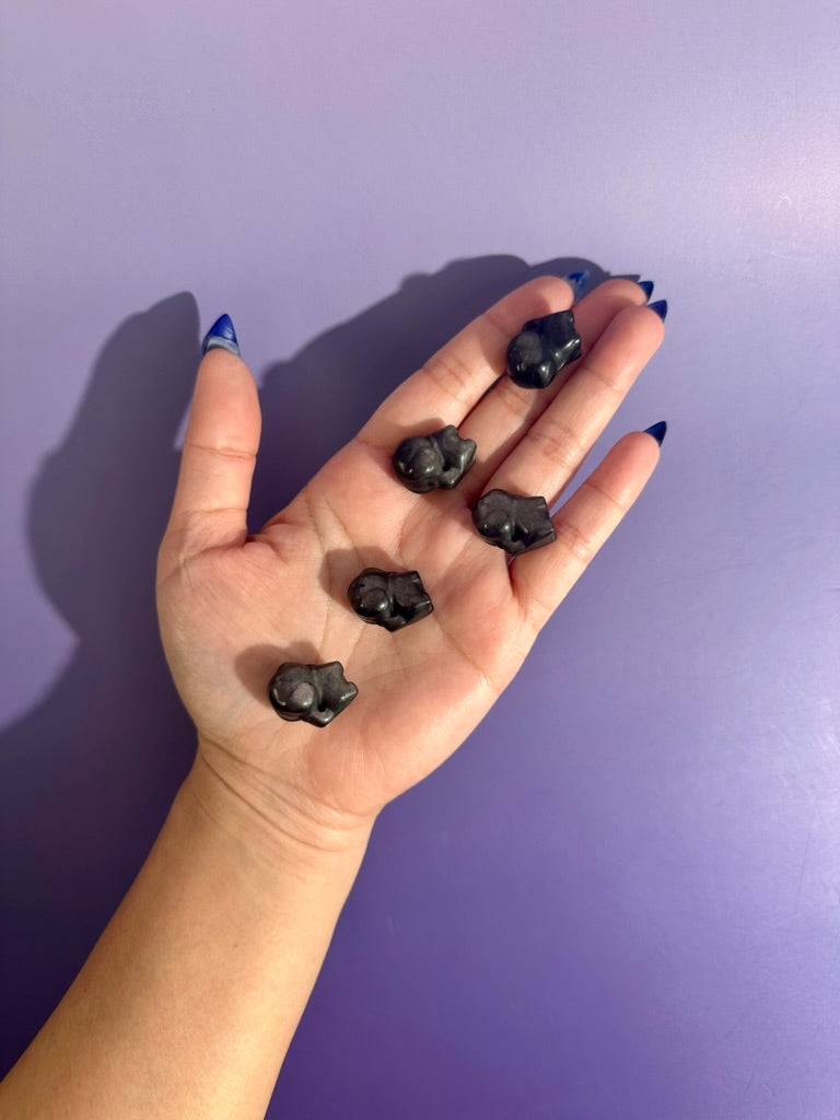 Mini Silver Sheen Obsidian Dog | Crystal Carving