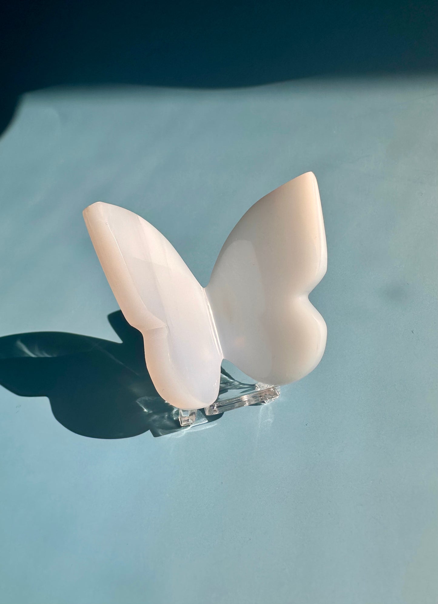 3D Blue Chalcedony Butterfly Carving