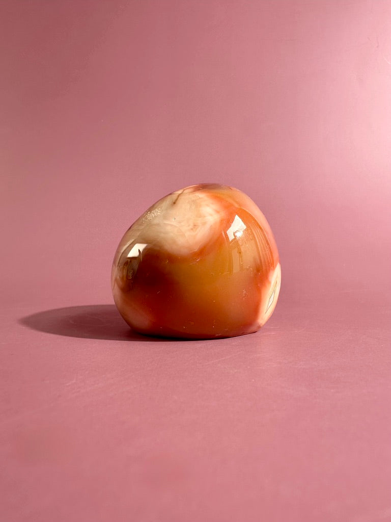 Carnelian Orca Agate Standing Freeform – Option B | Creativity, Balance & Positive Energy