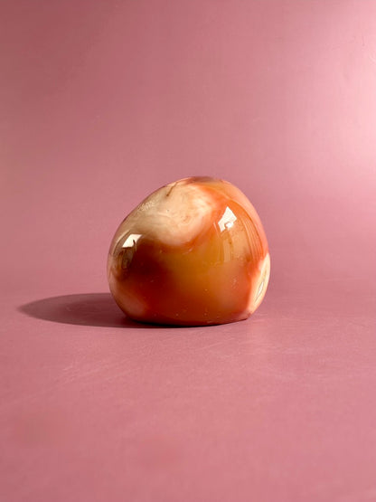 Carnelian Orca Agate Standing Freeform – Option B | Creativity, Balance & Positive Energy
