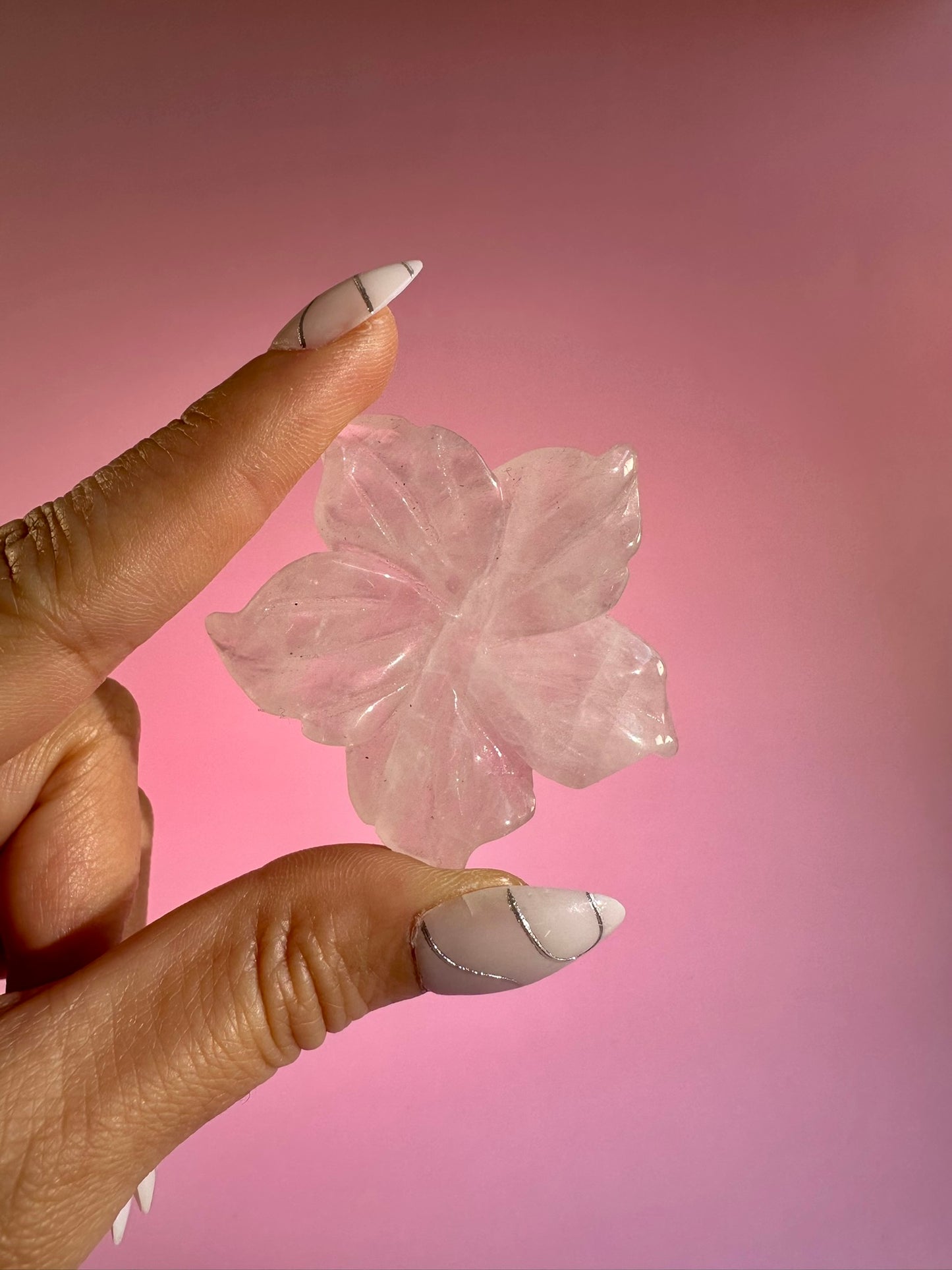 Rose Quartz Flower Sphere Holder