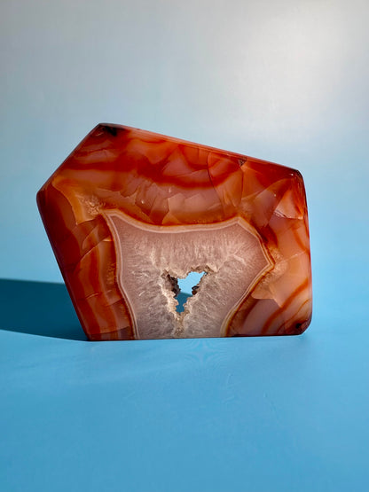 Carnelian Agate Geometric Freeform – Option G | Strength, Courage & Grounding Energy