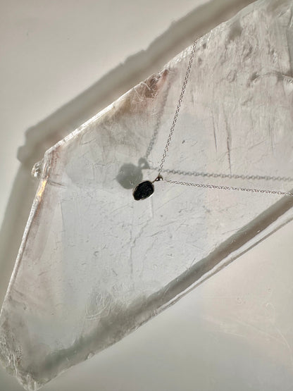 925 Sterling Silver Rough Black Tourmaline Bezel Necklace