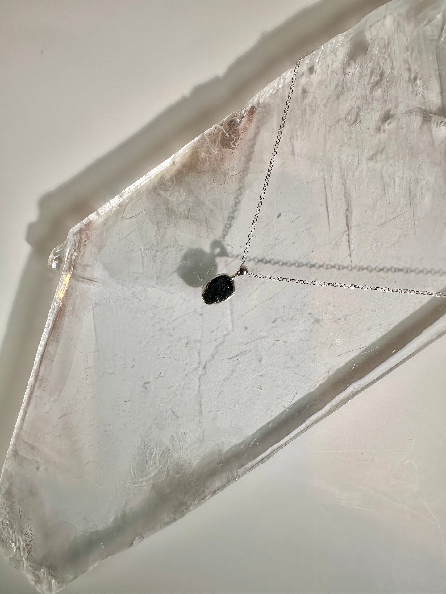 925 Sterling Silver Rough Black Tourmaline Bezel Necklace