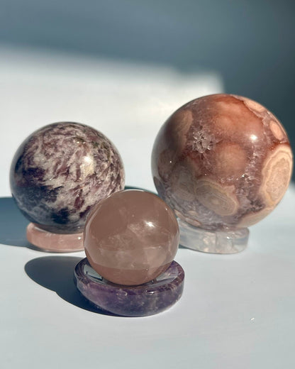 Crystal Sphere Holder Dish (Rose Quartz, Amethyst, Clear Quartz) - You Pick!