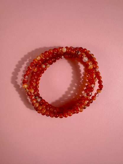 4mm Banded Carnelian Beaded Bracelet