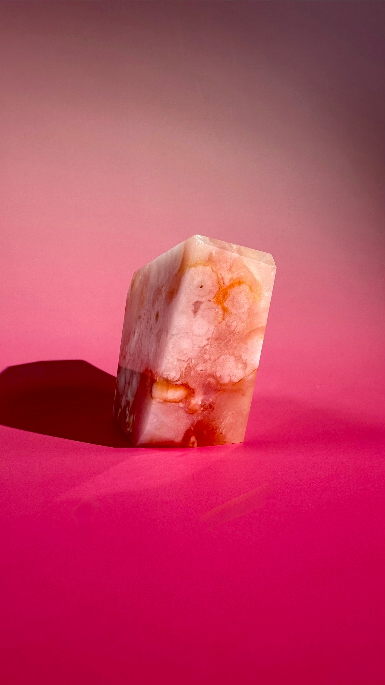 Pink Carnelian Flower Agate Gusher – Option D