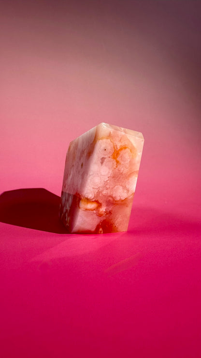 Pink Carnelian Flower Agate Gusher – Option D