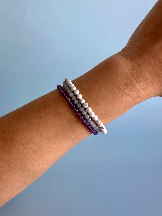 Bracelet Bundle Set: “Peace of Mind” - Howlite, Amethyst, Angelite