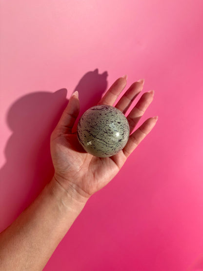 Green Picture Jasper Sphere – Option A