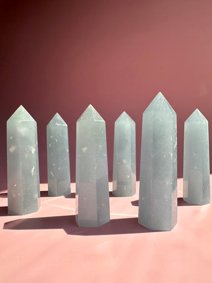 Small Peruvian Snowflake Angelite Tower