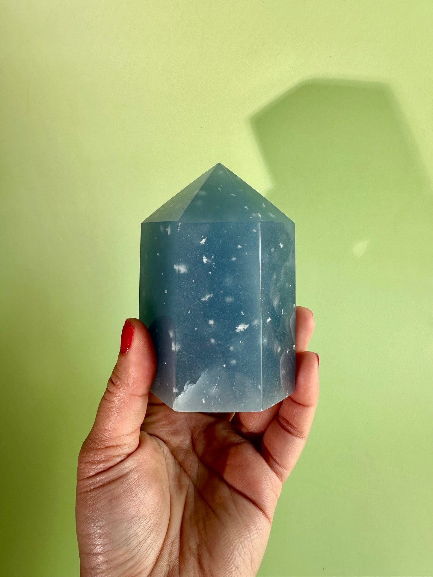 Large Peruvian Snowflake Angelite Tower - C