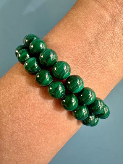8mm Malachite Beaded Bracelet