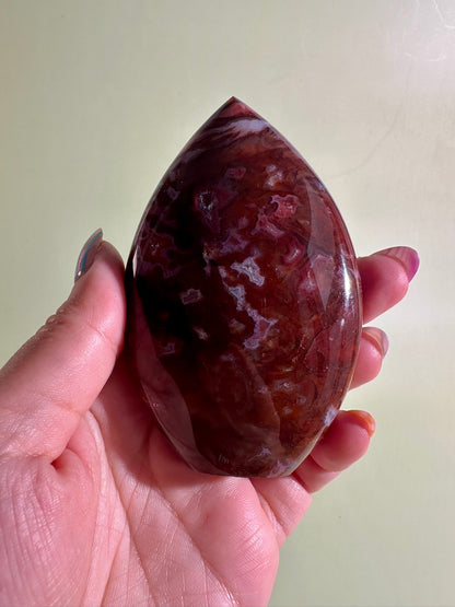 Indonesian Red Moss Agate Flame – Option C | Collector Crystal, Abundance & Transformation
