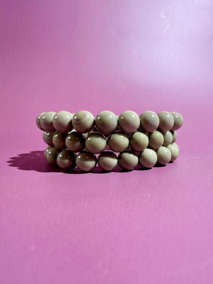 8mm Avocado Alashan Agate Beaded Bracelet | Grounding, Growth & Harmony Energy