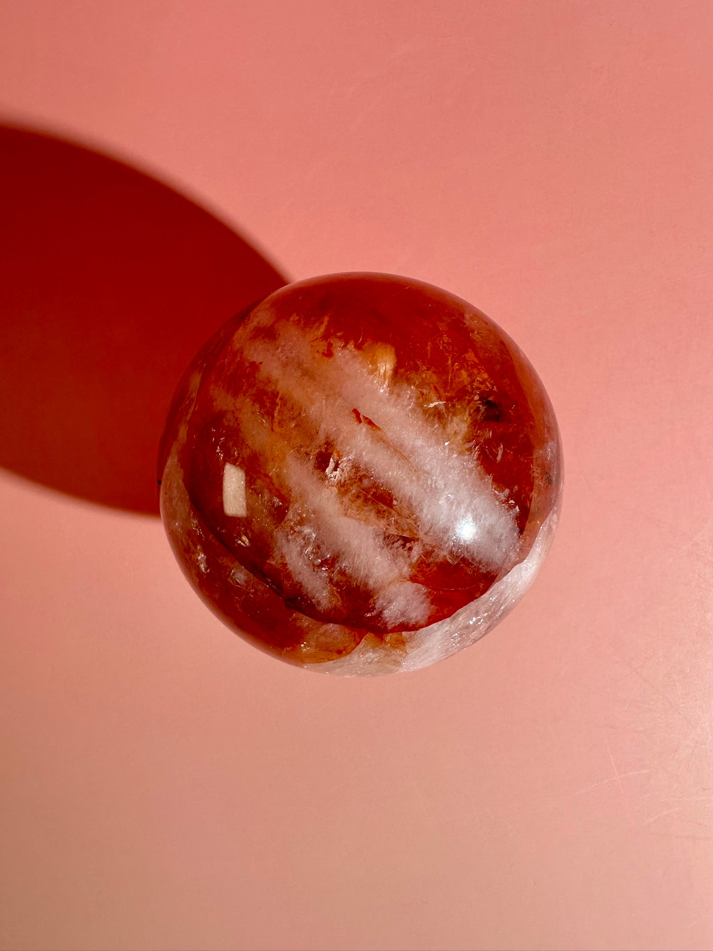 Fire Quartz Sphere – Option A | Confidence, Focus & Grounding Energy
