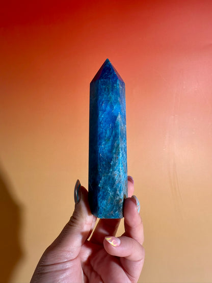 Blue Apatite Tower – Option A | Clarity, Communication & Inspiration Crystal