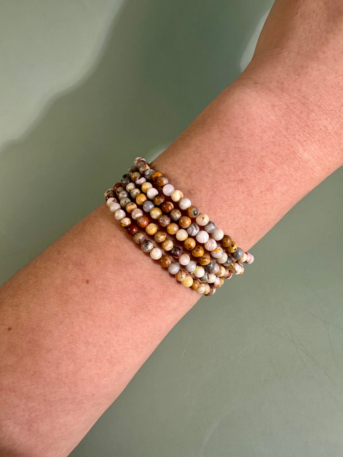 4mm Yellow Crazy Lace Agate Bracelet