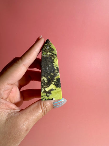 Serpentine with Pyrite Tower (Peru) Option B | Grounding, Abundance & Protection Crystal