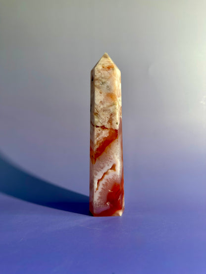 Carnelian Flower Agate Tower Option M | Growth, Creativity & Confidence Crystal