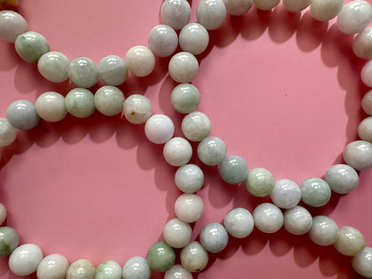 8mm Natural Burmese Jade Beaded Bracelet