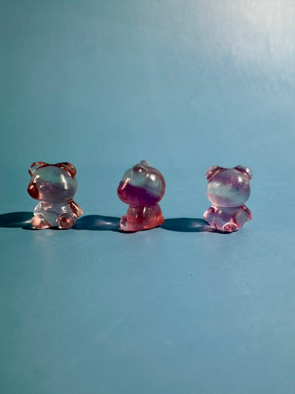 Mini Rainbow Fluorite Teddy Bear | Crystal Carving