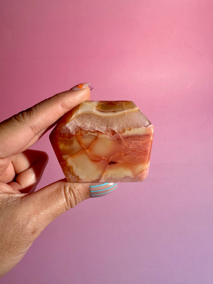 Carnelian Agate Geometric Freeform – Option C | Abundance, Strength & Motivation Energy