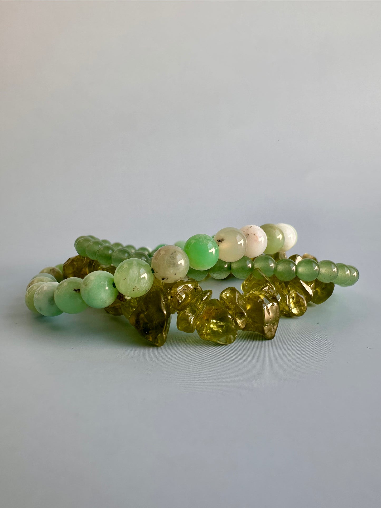 Bracelet Bundle Set: “The Green Heart” - Green Aventurine, Chrysoprase, Peridot
