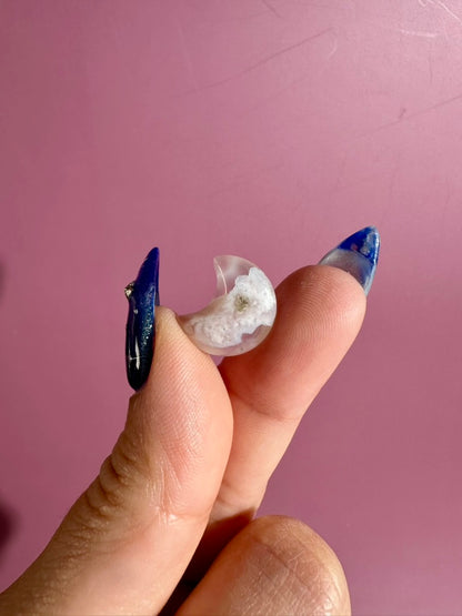 Mini Flower Agate Crescent Moon | Crystal Carving