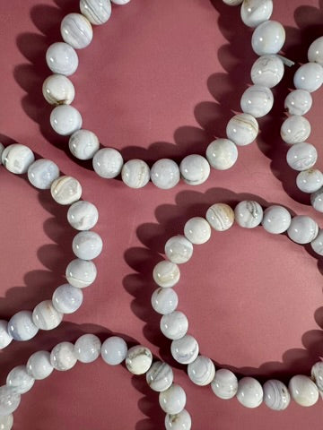 8mm Blue Lace Agate Beaded Bracelet