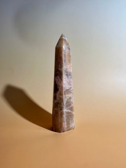 Peach Moonstone Tower – Option E | Collector Crystal, New Beginnings & Inner Peace