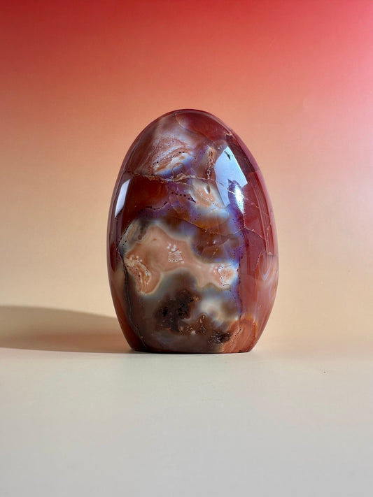 Carnelian Orca Agate Standing Freeform – Option F | Confidence, Creativity & Statement Crystal