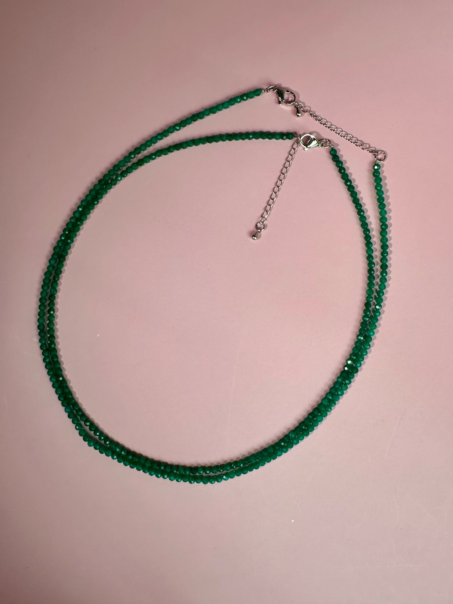 3mm Faceted Green Jade Necklace