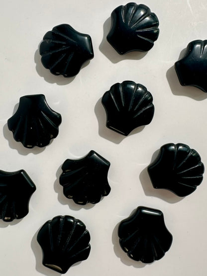 Small Black Obsidian Shell | Crystal Carving