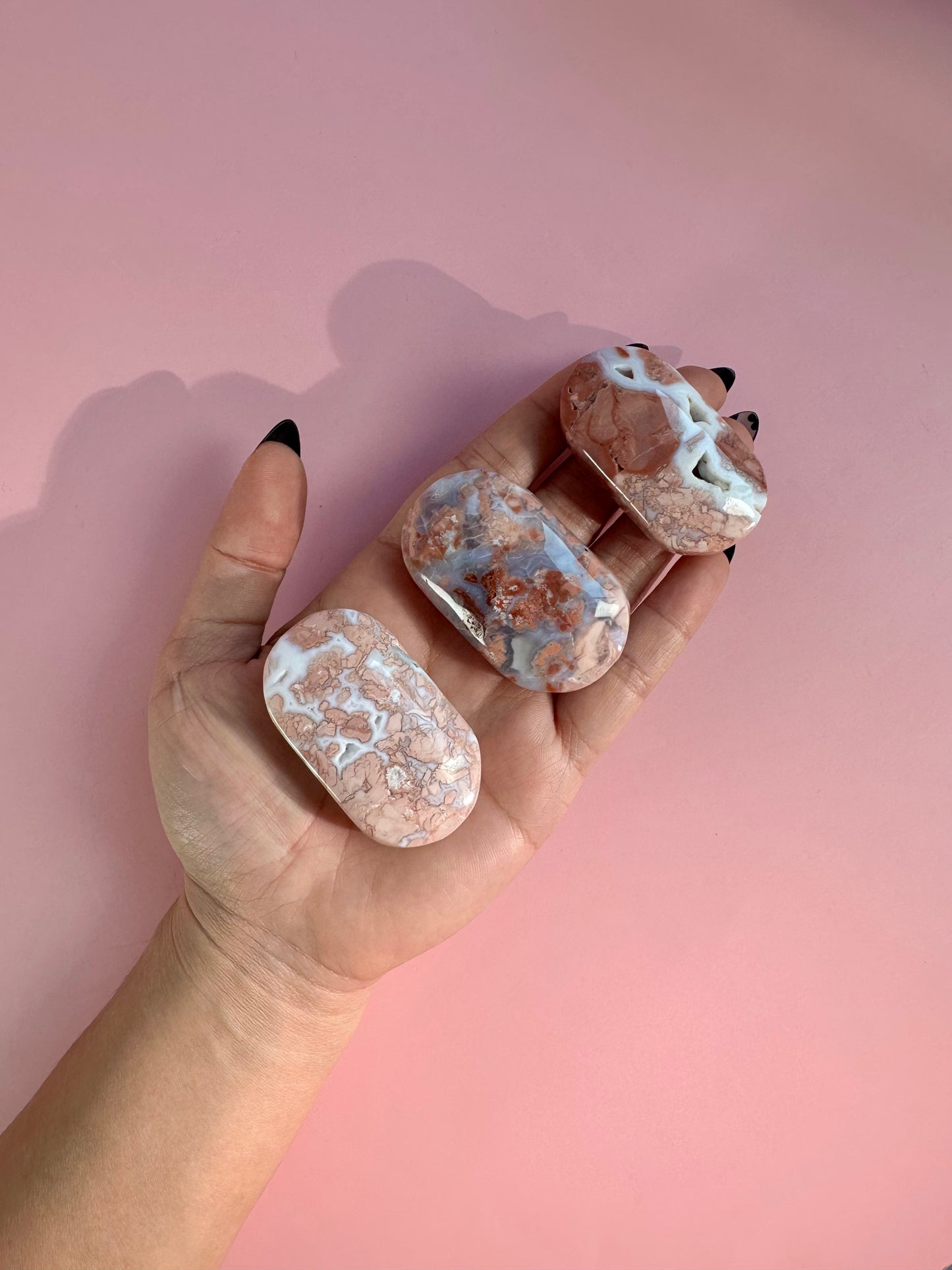 Pink Cotton Candy Agate Palm Stone
