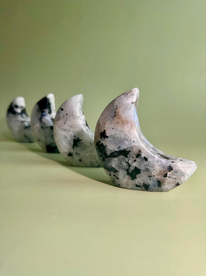 Rainbow Moonstone Standing Moon Carving