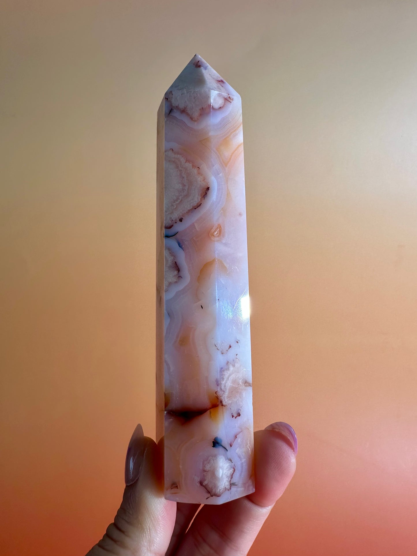 Carnelian Flower Agate Tower Option J | Confidence, Growth & Motivation Crystal