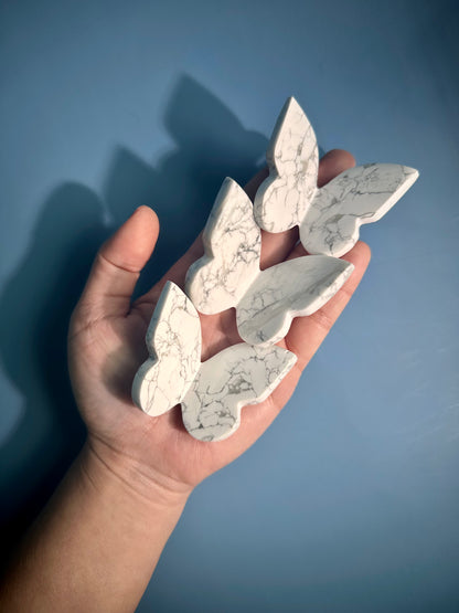 3D Howlite Butterfly Carving