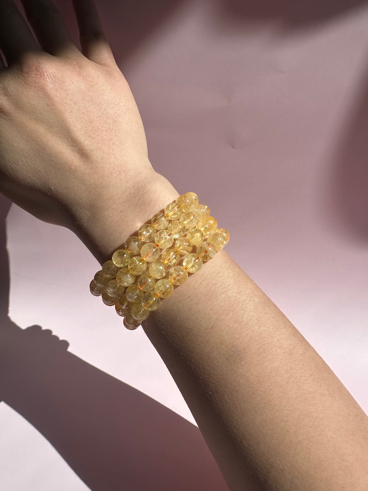 8mm Citrine (Heated) Beaded Bracelet