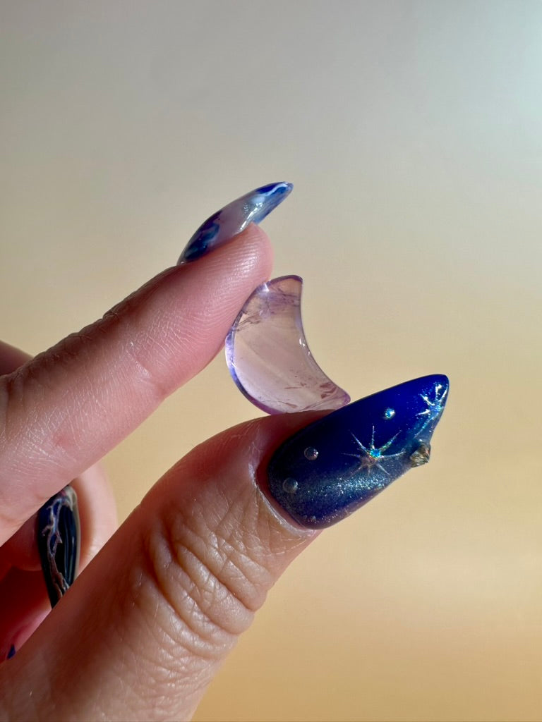 Mini Amethyst Crescent Moon | Purple Crystal Carving